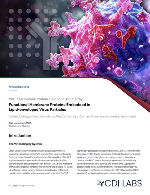 VirD™ Membrane Protein Microarray Embedded in Lipid-enveloped Virus Particles